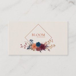 Jewel Tone Floral and Copper Diamond Frame Visitkort