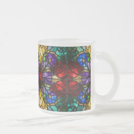 Jewel Tone Floral Stained Glass Art Mug Frostad Glasmugg