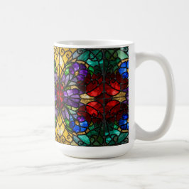 Jewel Tone Floral Stained Glass Art Mug Kaffemugg