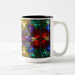 Jewel Tone Floral Stained Glass Art Mug Två-Tonad Mugg