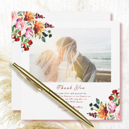 Jewel Tone Floral Sunflower Wedding Thank You Card Inbjudningar