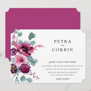 Jewel Tone Garden Blommigt Bröllop Inbjudningar