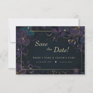 Jewel Tone Lila and Teal Flowers Spara Datumet