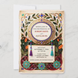 Jewel Tone Moroccan Wedding Invitation Gold Inbjudningar