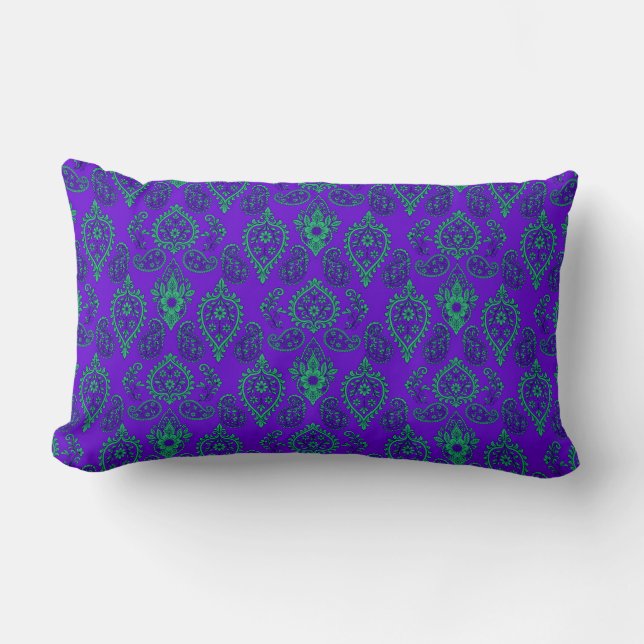 Jewel-Tone Ornate Paisley Design Lumbarkudde (Framsida)