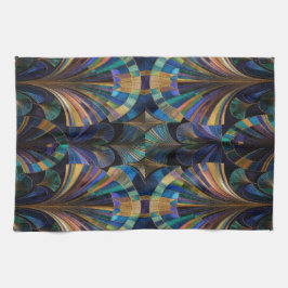 Jewel Tone Peacock Blue Purple Gold Art Deco Kökshandduk