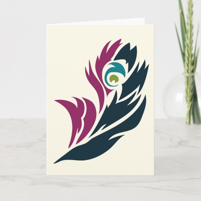Jewel Tone Peacock Feather Notecard Kort (Framsida)
