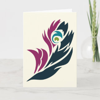 Jewel Tone Peacock Feather Notecard Kort