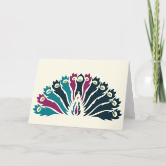 Jewel Tone Peacock (Fläkt) Notecard Kort