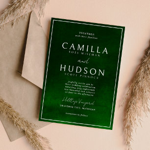 Jewel Tone Romantik Emerald Minimal Bröllop Inbjudningar