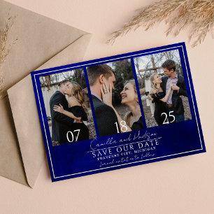 Jewel Tone Romantik Sapphire Bröllop Spara Datumet