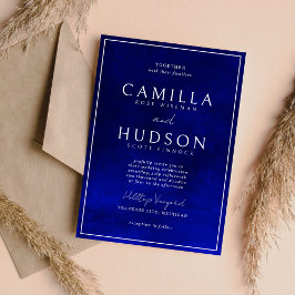 Jewel Tone Romantik | Sapphire | Minimal Bröllop Inbjudningar