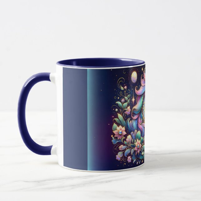 Jewel Toned Unicorn Floral Fantasy Mugg (Vänster)