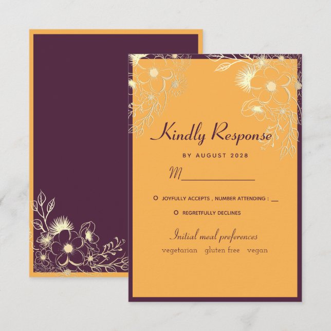 Jewel Tones Bröllop RSVP-kort OSA Kort (Fram/baksida)