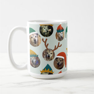 Jewel Tones Fånig jul Hat Hund Photo Collage Kaffemugg