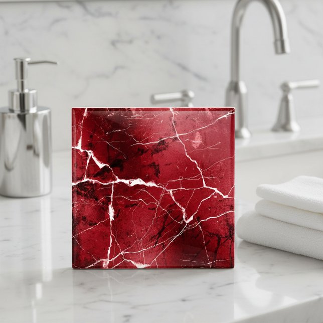 Jewel Tones Marble Abstract Ruby Red D1288 Kakelplatta (Skapare uppladdad)