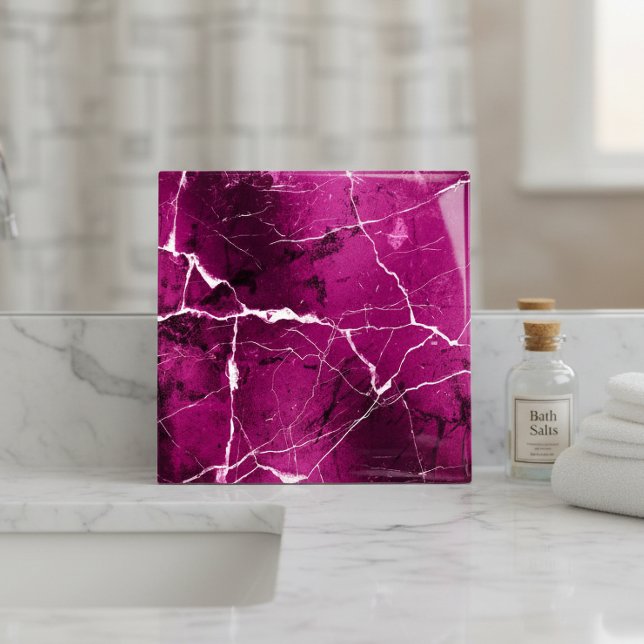Jewel Tones Marmor Abstrakt Fuchsia ID1288 Kakelplatta (Skapare uppladdad)