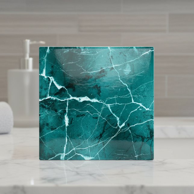 Jewel Tones Marmor Abstrakt Tourmaline Teal D1288 Kakelplatta (Skapare uppladdad)