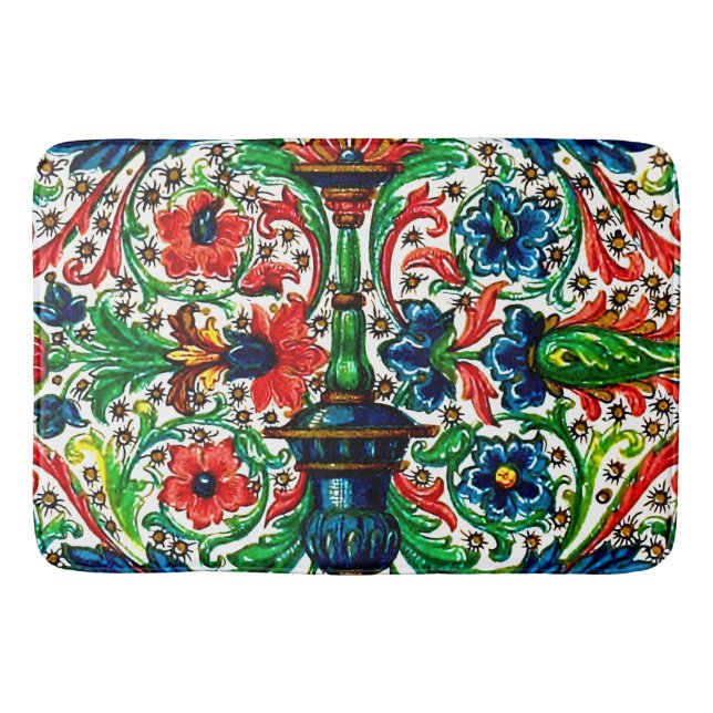 Jewel Tones Medieval Manuscript Flowers Scrollsar Badrumsmatta (Framsidan)