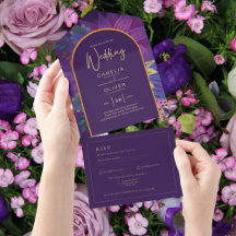 Jewel Tones Plum Lila Berry Guld Bröllop