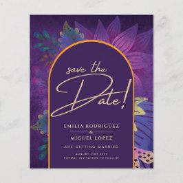 Jewel Tones Plum Lila Berry Guld Bröllop Flygblad