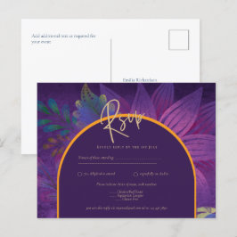 Jewel Tones Plum Lila Berry Guld Bröllop Vykort