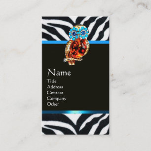 JEWEL UGGLA BLUE BLACK WHITE ZEBRA PÄLS MONOGRAM VISITKORT
