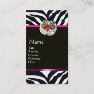 JEWEL UGGLA ROSA BLACK WHITE ZEBRA PÄLS MONOGRAM VISITKORT