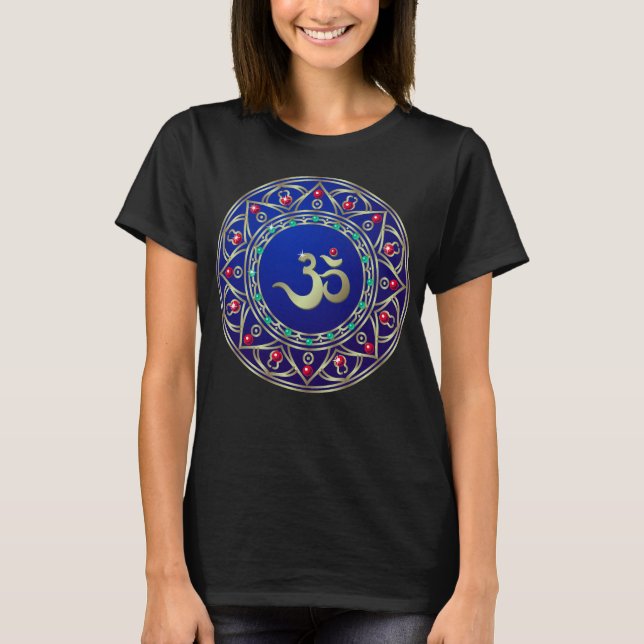 Jeweled Blue Om T-Shirt (Framsida)
