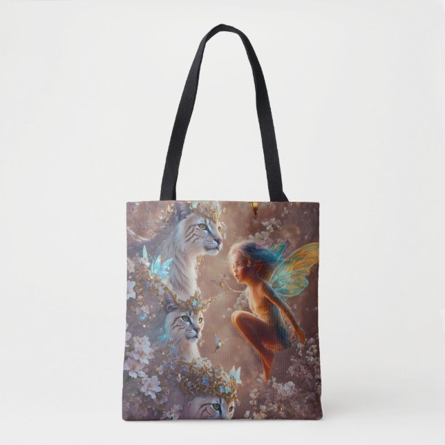 Jeweled Cat Tote Tygkasse (Framsida)
