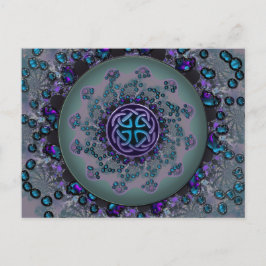 Jeweled Celtic Fractal Mandala Vykort