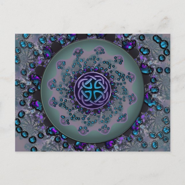Jeweled Celtic Fractal Mandala Vykort (Framsida)