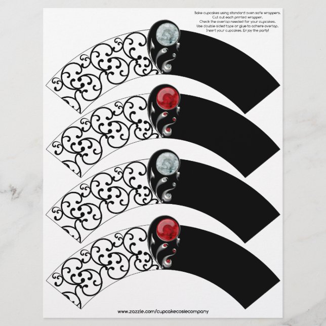 Jeweled Damask Cupkaka Cosie - Red and Crystal (Framsida)