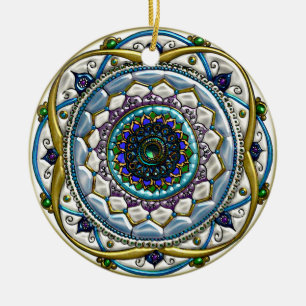 Jeweled Mandala (Personlig Ceramic Ornament) Julgransprydnad Keramik