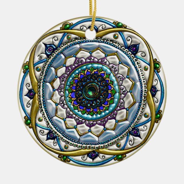 Jeweled Mandala (Personlig Ceramic Ornament) Julgransprydnad Keramik (Framsidan)