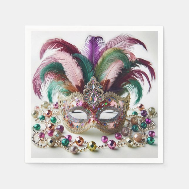 Jeweled Mardi Gras Mask Pappersservett (Framsidan)
