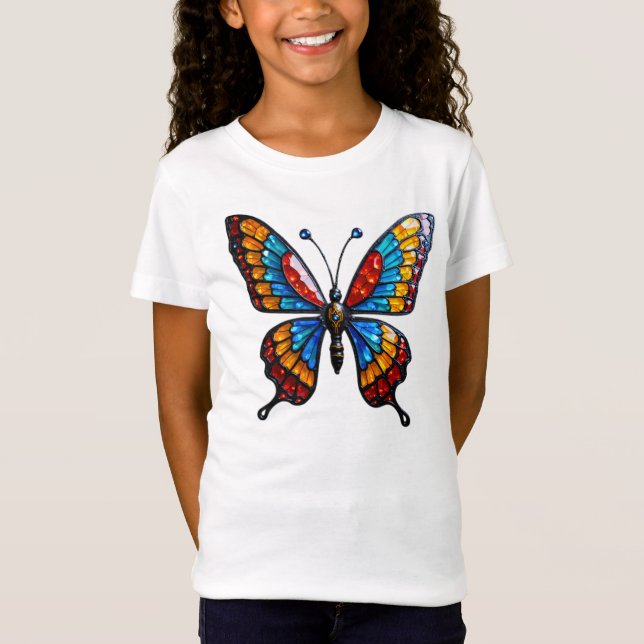 Jeweled Mosaic Butterfly Tshirt T Shirt (Framsida)