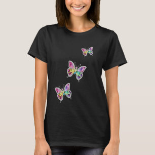 Jeweled Rainbow Crystal Butterflies T Shirt