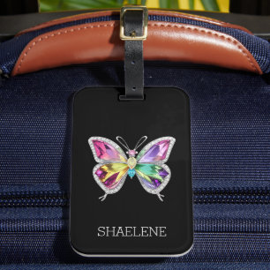 Jeweled Rainbow Crystal Butterfly Bagagebricka