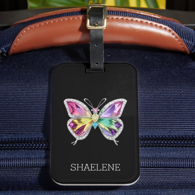 Jeweled Rainbow Crystal Butterfly Bagagebricka (Framsida Insitu 2)