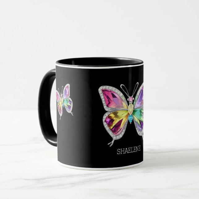 Jeweled Rainbow Crystal Butterfly Mugg (Framsida vänster)