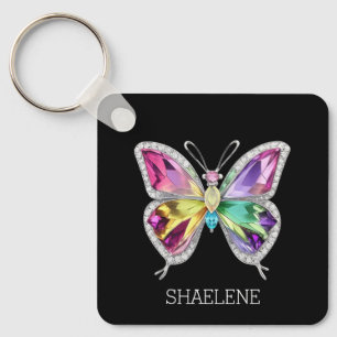 Jeweled Rainbow Crystal Butterfly Nyckelring