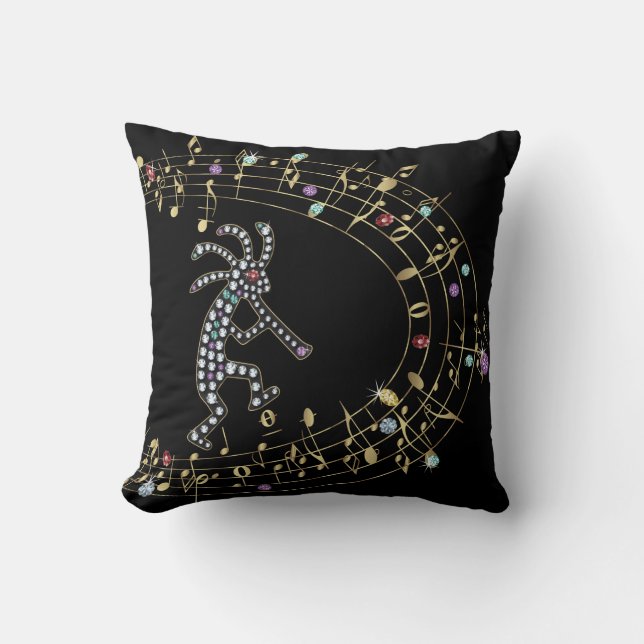 Jeweled Rhinestone Kokopelli Dekorativ kudde (Framsida)
