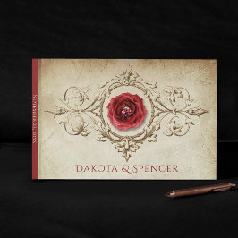 Jeweled Ro | Vintage Crimson Red Gem Grunge Gästböcker