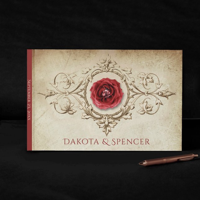 Jeweled Ro | Vintage Crimson Red Gem Grunge Gästböcker (Skapare uppladdad)