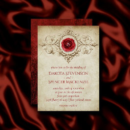 Jeweled Ro | Vintage Crimson Red Gem Grunge Inbjudningar