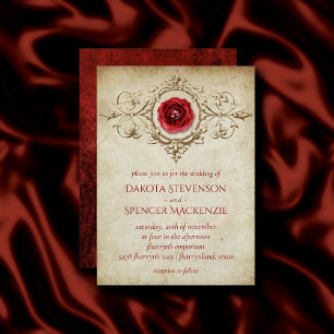 Jeweled Ro   Vintage Crimson Red Gem Grunge Inbjudningar