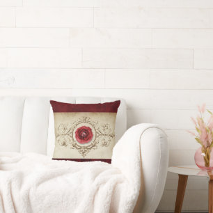 Jeweled Ro   Vintage Crimson Red Gem Grunge Kudde