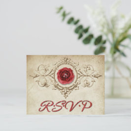 Jeweled Ro | Vintage Crimson Red Gem Grunge OSA Inbjudan Vykort