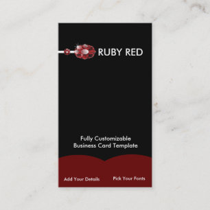 Jeweled Ruby Jewelry - Red Ruby Rhinestone Logotyp Visitkort